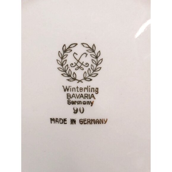 Winterling Bavaria Germany Porcelain Black Rose Pattern Dessert Plate Set of 3 - Picture 9 of 9